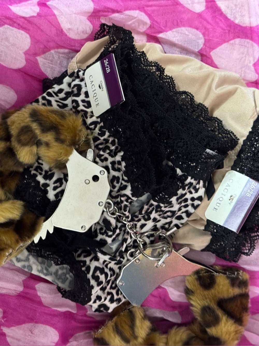 2 Cheeky panties 4X w a pair of furry cuffs